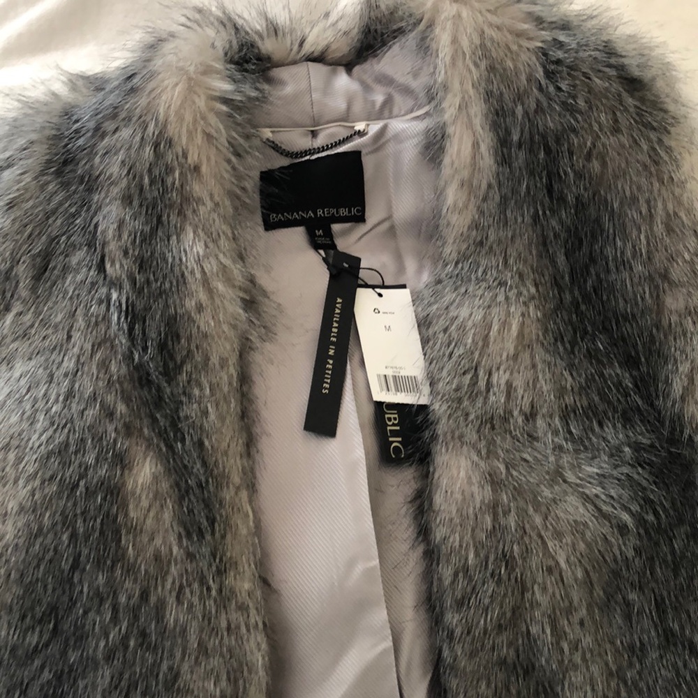 Gray and Cream Faux Fur Vest